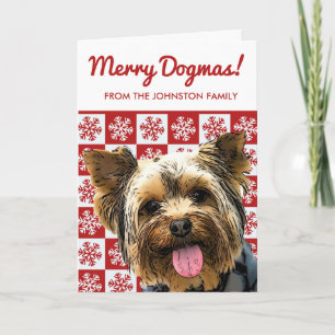 Carte Joyeux Chien de Noël Yorkie Terrier Cute Custom