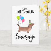 Carte joyeux chien de saucisse d'anniversaire dachshund (Fleur jaune)