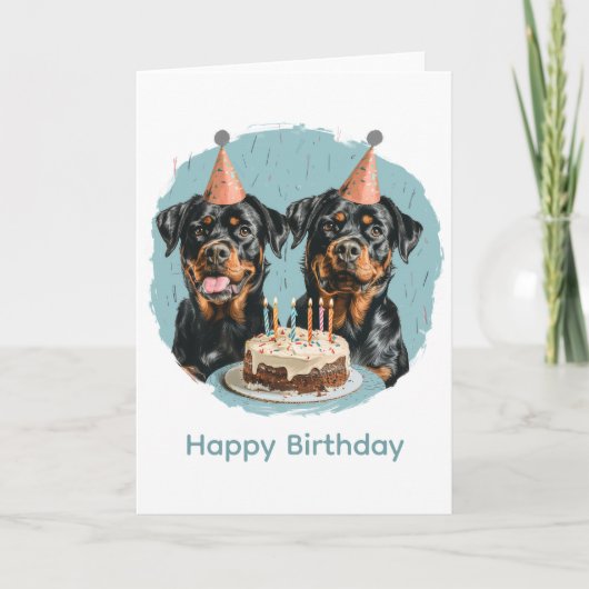 Carte Joyeux chien Rottweiler d'anniversaire (Devant)