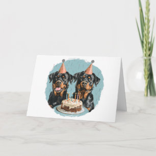 Carte Joyeux chien Rottweiler d'anniversaire