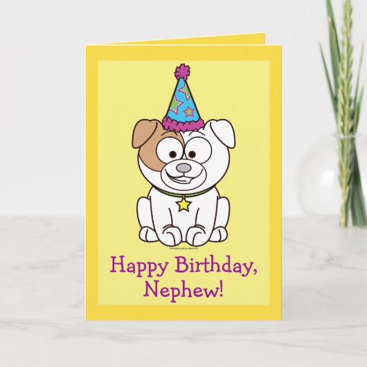 Carte Joyeux Chien-taureau d'anniversaire : Nephew (Devant)