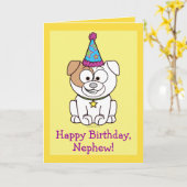 Carte Joyeux Chien-taureau d'anniversaire : Nephew (Fleur jaune)
