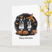 Carte Joyeux Chiens de Boston Terrier Halloween (Fleur jaune)