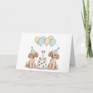 Carte Joyeux Chiens de caniche normaux d'anniversaire