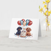 Carte Joyeux Chiens de Dachshund Anniversaire (Fleur jaune)