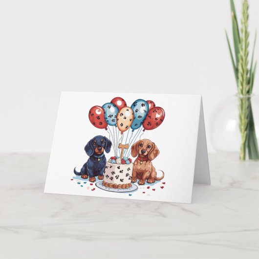 Carte Joyeux Chiens de Dachshund Anniversaire (Devant)