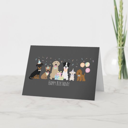 Carte Joyeux Chiens de fête d'anniversaire (Devant)