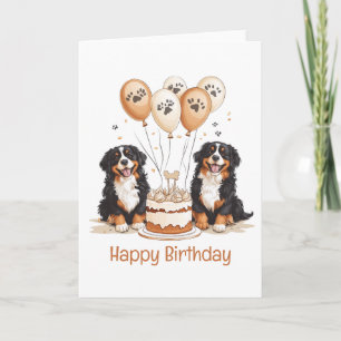 Carte Joyeux Chiens de montagne bernois d'anniversaire