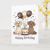 Carte Joyeux Chiens du Labrador Retriever (Fleur jaune)