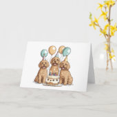 Carte Joyeux Chiens Goldendoodle Anniversaire (Fleur jaune)