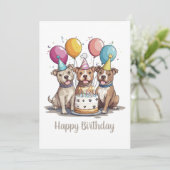 Carte Joyeux Chiens taureaux Pit Anniversaire (Debout devant)