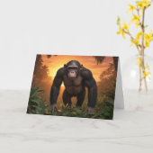 Carte Joyeux Chimp d'anniversaire (Fleur jaune)