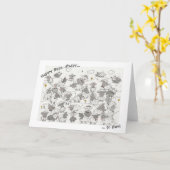 Carte Joyeux Choeur des moutons d'anniversaire (Fleur jaune)