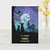 Carte Joyeux Chouette de Cousin d'Halloween (Fleur jaune)