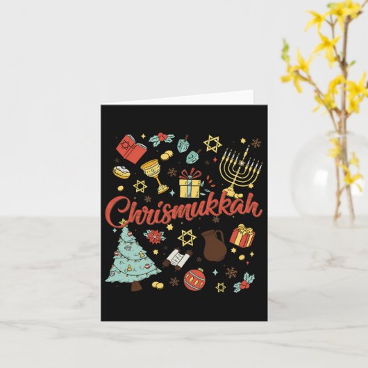 Carte Joyeux Chrismukkah Joyeux Noël Hanoukka 1 (Fleur jaune)