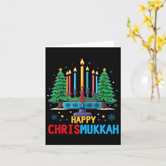 Carte Joyeux Chrismukkah Joyeux Noël Hanoukka 3 (Fleur jaune)