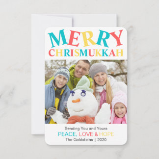 Carte Joyeux Chrismukkah Photo Paix, Amour & Espoir Pers