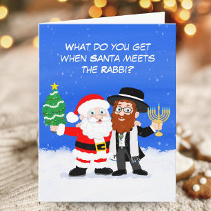 Carte Joyeux Chrismukkah Santa rencontre le Rabbin Drôle