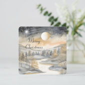 Carte Joyeux Christmas Mountain River Nom de la famille (Debout devant)