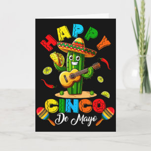 Carte Joyeux cinco de mayo mexicain cactus chapeau tacoH