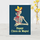 Carte Joyeux Cinco de Mayo Skeleton (Fleur jaune)