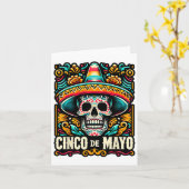 Carte Joyeux Cinco De Mayo Skeleton Skull Sombrero Mexic (Fleur jaune)