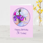 Carte Joyeux cinquante-et-unième anniversaire avec une (Fleur jaune)