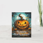 Carte Joyeux Citrouille Déplaisant Halloween (Devant)