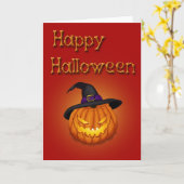 Carte Joyeux Citrouille Halloween avec Casquette (Fleur jaune)