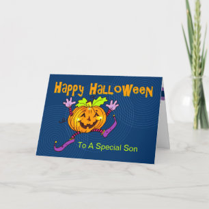 Carte Joyeux Citrouille heureux fils d'Halloween