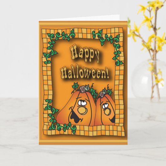 Carte Joyeux Citrouilles d'Halloween (Fleur jaune)