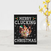 Carte Joyeux clucage Noël Drôle poulet Santa Hat X (Fleur jaune)