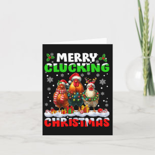 Carte Joyeux clucage Noël Drôle poulet Santa Hat X