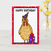 Carte Joyeux Clucs Anniversaire Poulet (Fleur jaune)
