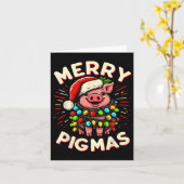 Carte Joyeux cochon de Noël Père Noël Cochon de Noël Lum (Fleur jaune)