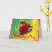 Carte Joyeux Coeur de la Fête des Mères (Fleur jaune)