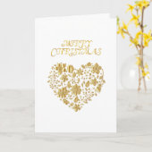 Carte Joyeux Coeur de Noël (Fleur jaune)