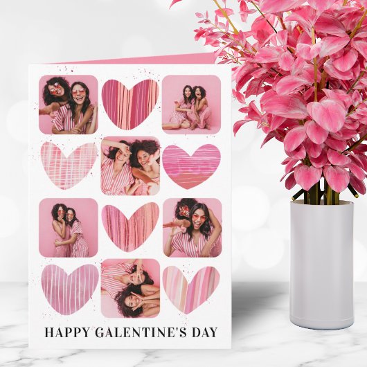 Carte Joyeux Coeurs roses de Galentine & Photo
