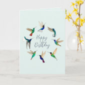 Carte Joyeux colibri d'anniversaire (Fleur jaune)