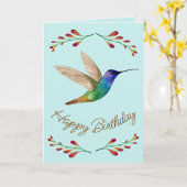 Carte Joyeux colibri d'anniversaire (Fleur jaune)