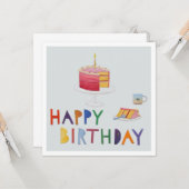 Carte Joyeux Collage de gâteau d'anniversaire (Devant/Arrière en situation)