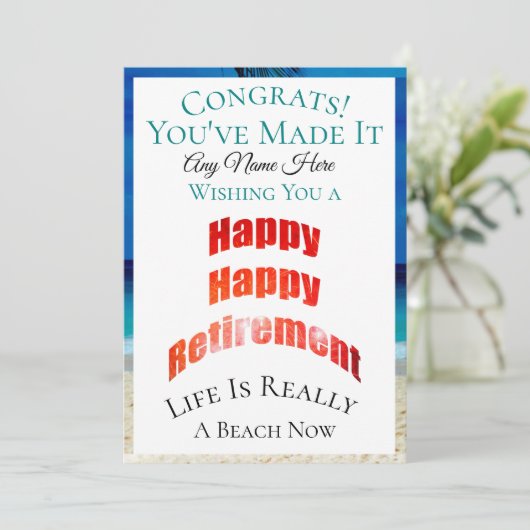 Carte Joyeux Congrès de retraite et nom - (Debout devant)