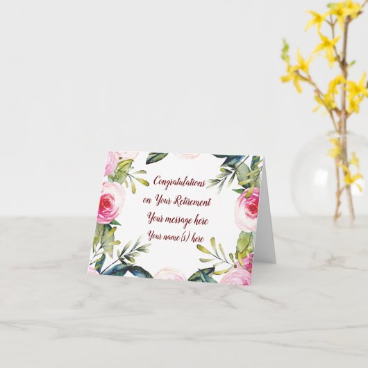 Carte Joyeux Congrès de retraite Fleurs Script cursif (Fleur jaune)