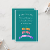 Carte Joyeux Congrès de retraite Vous lui avez fait n'im (Devant/Arrière en situation)