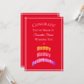 Carte Joyeux Congrès de retraite Vous lui avez fait n'im (Devant/Arrière en situation)