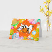 Carte Joyeux Corgi d'anniversaire (Fleur jaune)