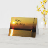 Carte Joyeux coucher du soleil d'anniversaire (Fleur jaune)