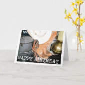 Carte Joyeux Cowboy d'anniversaire (Fleur jaune)