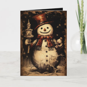 Carte Joyeux Creepmas Épouvantail Bonhomme de Neige Goth