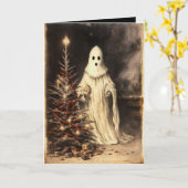 Carte Joyeux Creepmas Fantôme Ensorcelant Gothique Vinta (Fleur jaune)